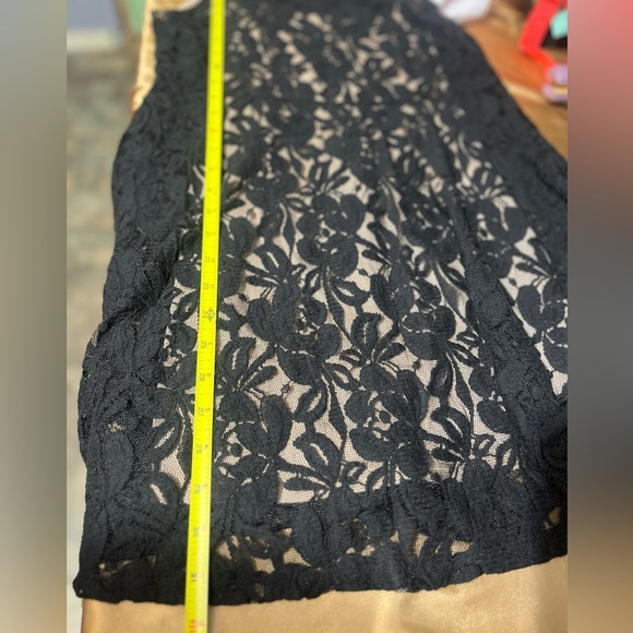 FREE PEOPLE Miles Of Lace Black Dress Nude Slip Floral LBD Cocktail Mini size M - Picture 15 of 16